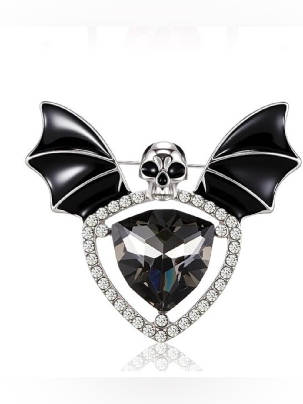Skull & Bat Wing Brooch